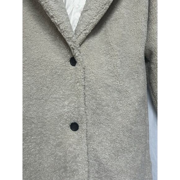 Daily Ritual Jacket Womens MED Beige Brown Teddy Bear Fleece Oversized-Fit Coat - Picture 4 of 10